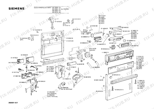 Схема №6 WG6303 LADY 630 с изображением Панель для посудомойки Siemens 00112166