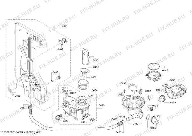 Взрыв-схема посудомоечной машины Neff S51E50X2GB - Схема узла 04