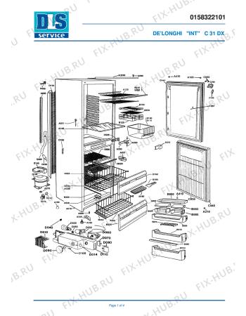 Схема №1 F 12 с изображением Часть корпуса для холодильника DELONGHI ML1497