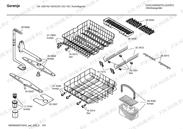 Взрыв-схема посудомоечной машины Velenje SE5GVE1 GSI742 - Схема узла 06