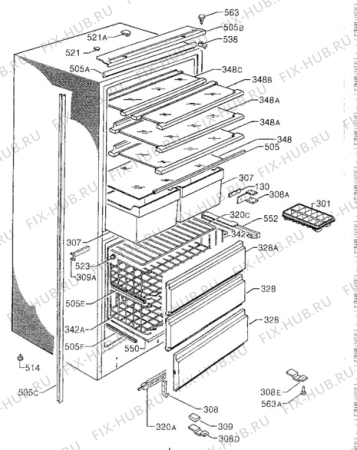 Взрыв-схема холодильника Zanussi BFF781W - Схема узла Cabinet + furniture (extra)