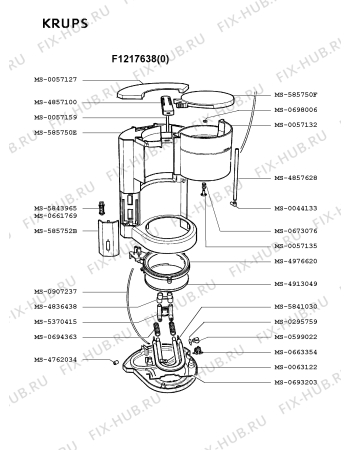 Взрыв-схема кофеварки (кофемашины) Krups F1217638(0) - Схема узла VP001446.7P2