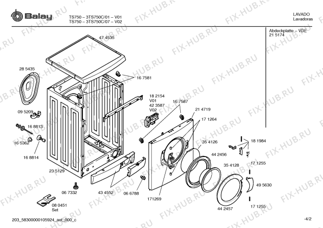 Взрыв-схема стиральной машины Balay 3TS750C TS750 - Схема узла 02