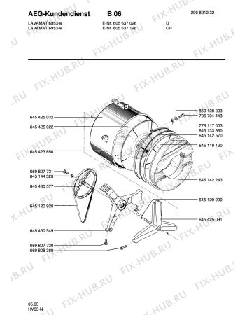 Взрыв-схема стиральной машины Aeg LAV6953-W - Схема узла Tub and drum