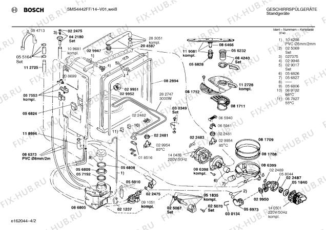 Схема №4 SMS4442FF с изображением Панель для посудомойки Bosch 00289358