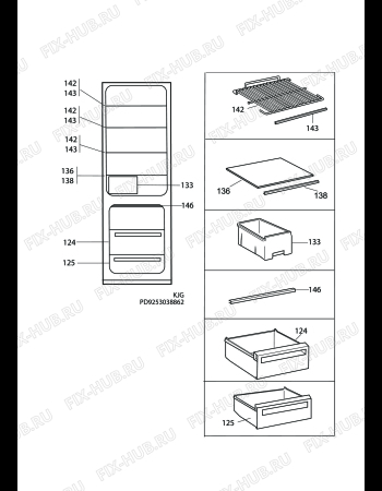 Взрыв-схема холодильника Electrolux ERB35255W - Схема узла C10 Interior