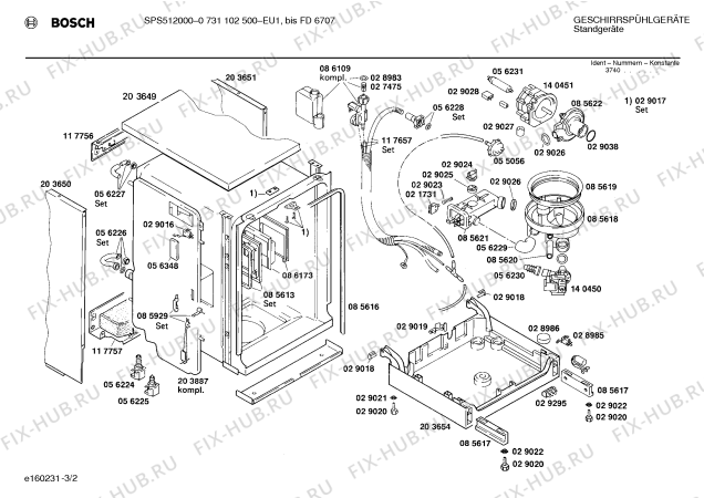 Взрыв-схема посудомоечной машины Bosch 0731102500 P512 - Схема узла 02