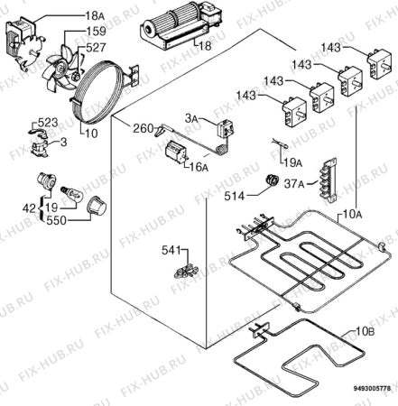 Взрыв-схема плиты (духовки) Privileg 823690_8554 - Схема узла Electrical equipment 268