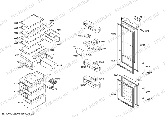 Взрыв-схема холодильника Bosch KGP39331 - Схема узла 02