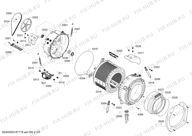 Взрыв-схема стиральной машины Bosch WKD24361EE, 7/4 kg - Схема узла 03