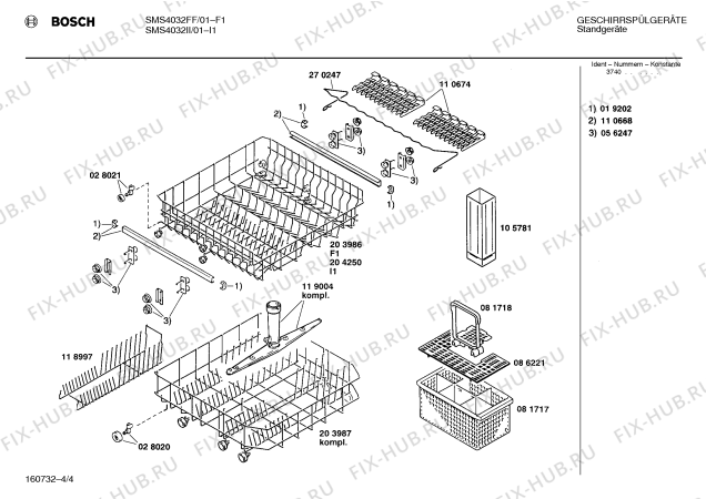Схема №4 SMS4032II SMS4032 с изображением Панель для посудомойки Bosch 00270243