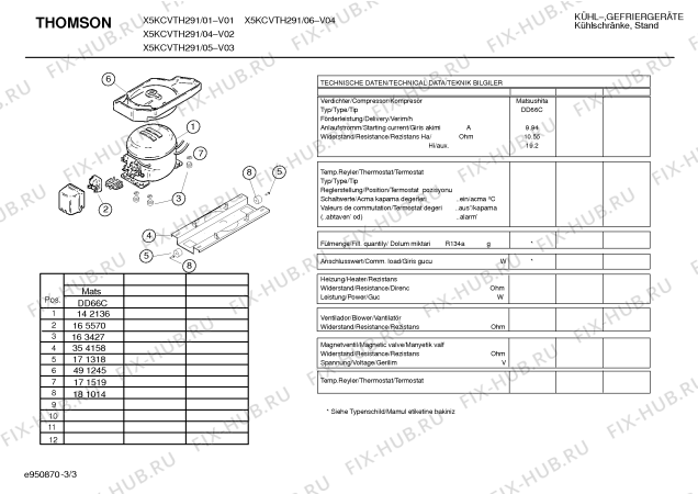 Взрыв-схема холодильника Thomson X5KCVTH291 - Схема узла 03