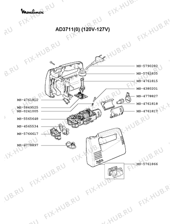 Взрыв-схема блендера (миксера) Moulinex AD3711(0) - Схема узла MP000704.2P2