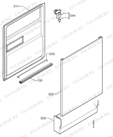 Взрыв-схема посудомоечной машины Aeg FAV403 - Схема узла Door 003