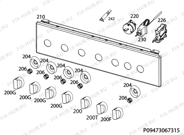 Взрыв-схема плиты (духовки) Zanussi ZCK242G1WA - Схема узла Command panel 037