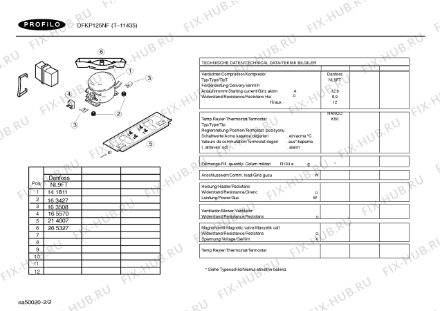 Взрыв-схема холодильника Profilo T-11435 - Схема узла 02