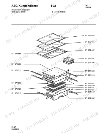 Взрыв-схема холодильника Aeg S2144-4 I - Схема узла Internal parts refrigerator