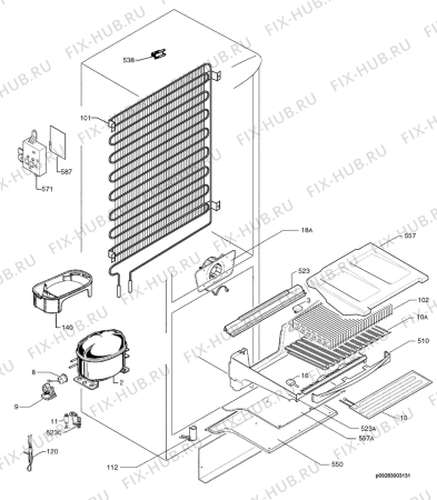 Взрыв-схема холодильника Zanussi ZK29/10F - Схема узла Cooling system 017