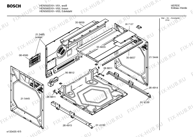 Взрыв-схема плиты (духовки) Bosch HEN502D - Схема узла 05