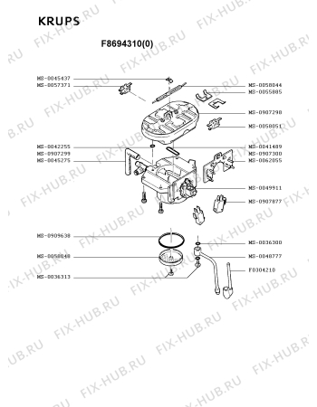 Взрыв-схема кофеварки (кофемашины) Krups F8694310(0) - Схема узла BP001844.3P4