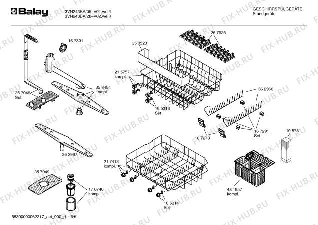 Схема №6 3VN243BA с изображением Инструкция по эксплуатации для посудомойки Bosch 00593254