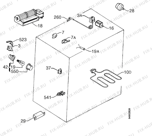 Взрыв-схема плиты (духовки) Zanussi ZBG731B - Схема узла Electrical equipment 268