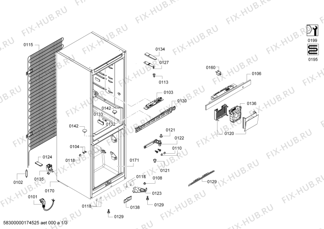 Схема №3 BD3058L3VV Profilo с изображением Дверь морозильной камеры для холодильника Bosch 00713083
