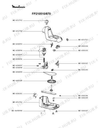 Схема №1 FP211110/870 с изображением Фильтр для кухонного измельчителя Moulinex MS-650105