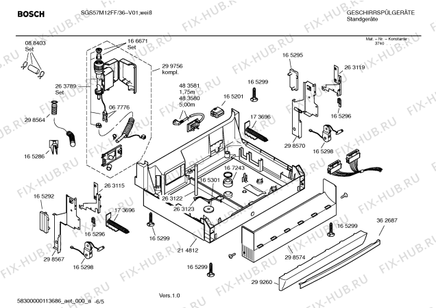Схема №6 SE25M271EU с изображением Краткая инструкция для электропосудомоечной машины Bosch 00590951