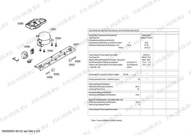 Взрыв-схема холодильника Bosch KSG32V20NE - Схема узла 03