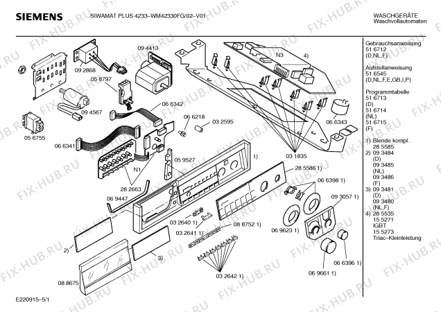 Схема №3 WM42330FG SIWAMAT PLUS 4233 с изображением Панель для стиралки Siemens 00285585