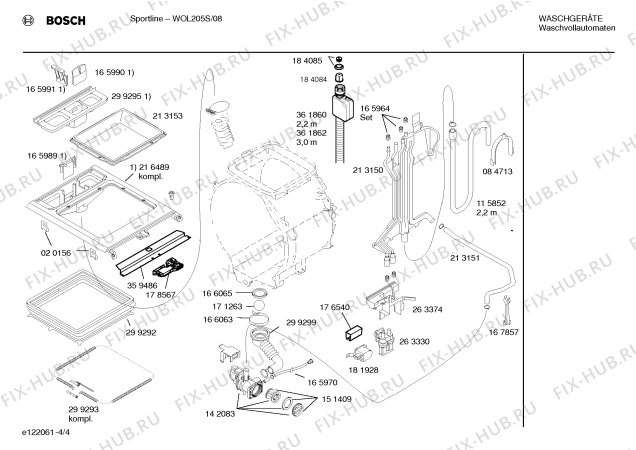 Схема №4 WOL205S sportline с изображением Таблица программ для стиралки Bosch 00580599