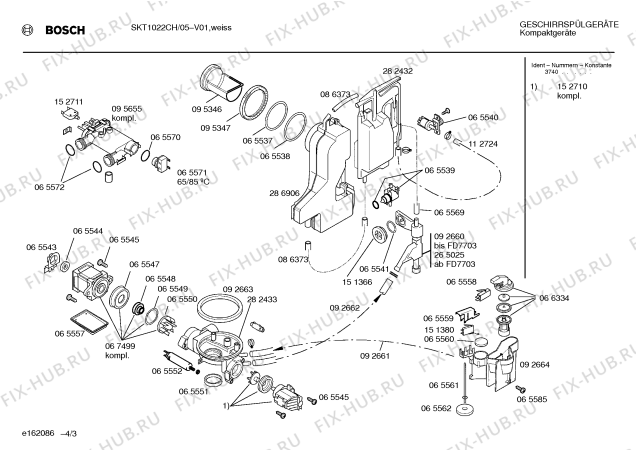 Взрыв-схема посудомоечной машины Bosch SKT1022CH - Схема узла 03