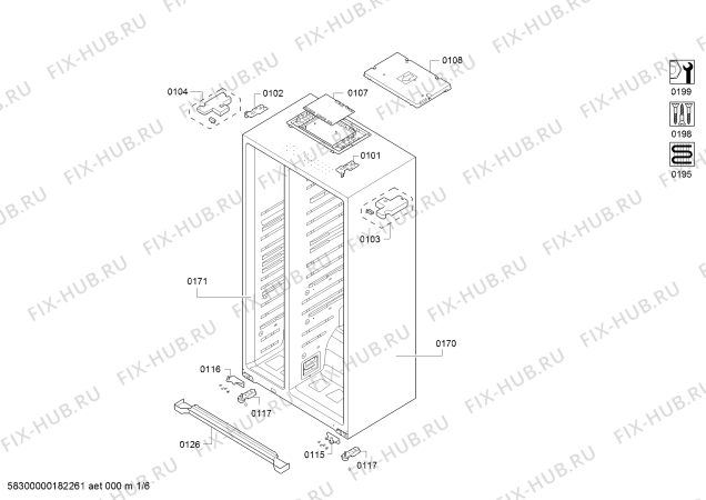 Схема №6 KAN90VI204 Side by side с изображением Стеклопанель для холодильника Bosch 11018717