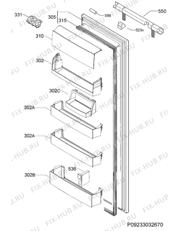 Взрыв-схема холодильника Electrolux ERG2105FOW - Схема узла Door 003