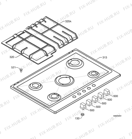 Взрыв-схема плиты (духовки) Zanussi ZGS783ICTX - Схема узла Hob 271