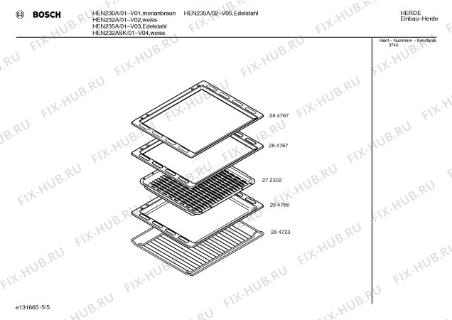 Схема №4 HEN235A с изображением Панель для плиты (духовки) Bosch 00285286