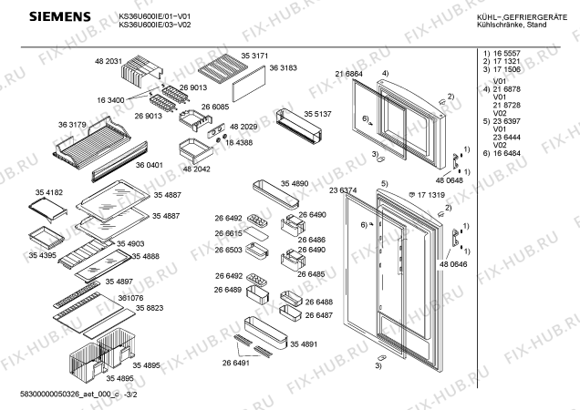 Взрыв-схема холодильника Siemens KS36U600IE - Схема узла 02
