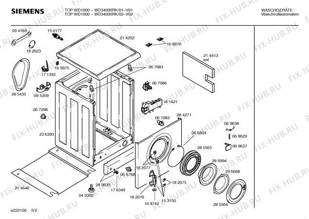 Взрыв-схема стиральной машины Siemens WD34000RK TOP WD1000 - Схема узла 02