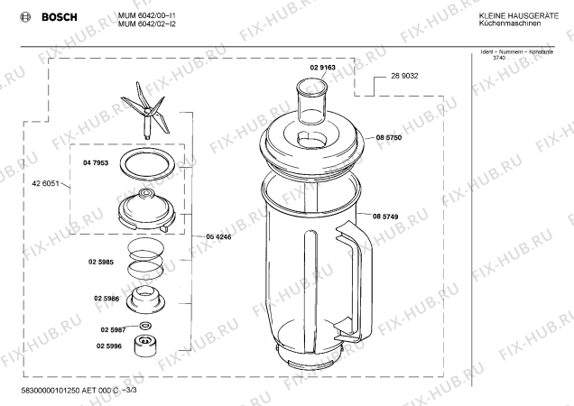 Взрыв-схема кухонного комбайна Bosch MUM6042 - Схема узла 03