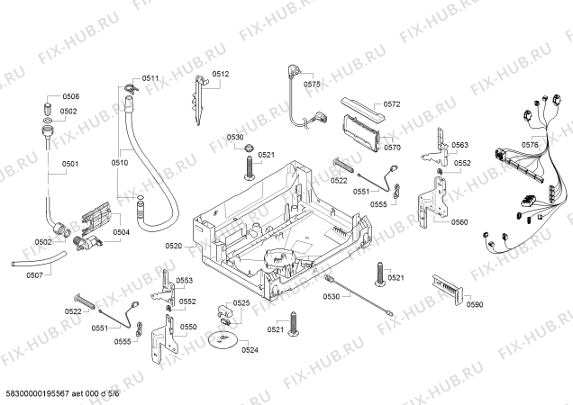 Схема №6 5VI701XP с изображением Силовой модуль запрограммированный для посудомоечной машины Bosch 12013650