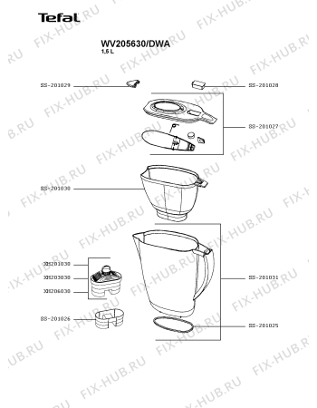 Схема №1 WV205630/DWA с изображением Покрытие для диспенсера для напитков Tefal SS-201029