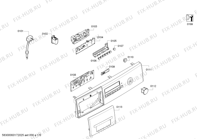 Схема №5 WAB2026SME Maxx6 с изображением Панель управления для стиралки Bosch 00742204