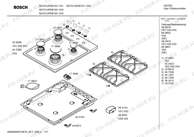 Схема №1 NGT612RNE Bosch с изображением Столешница для духового шкафа Bosch 00239038