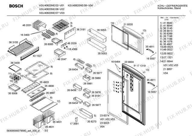 Взрыв-схема холодильника Bosch KSU40620NE - Схема узла 02