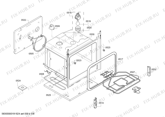 Взрыв-схема плиты (духовки) Bosch HCA523120R - Схема узла 05