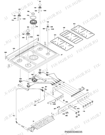 Взрыв-схема плиты (духовки) Electrolux EKG90316X - Схема узла Section 1