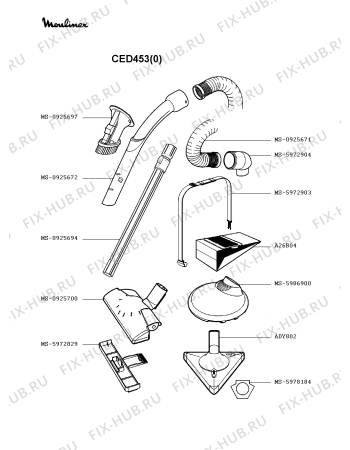 Взрыв-схема пылесоса Moulinex CED453(0) - Схема узла PP002281.3P2