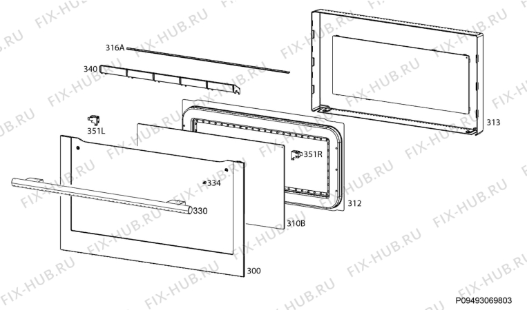 Взрыв-схема плиты (духовки) Ikea KULINARISK 80300957 - Схема узла Door
