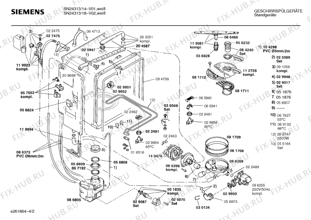 Взрыв-схема посудомоечной машины Siemens SN24313 - Схема узла 02